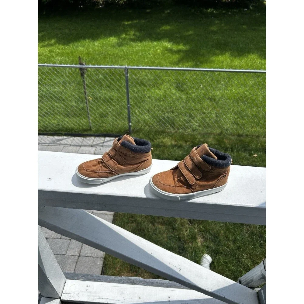 Kids Brown High Top Sneakers Size 11 Hook-and-Loop Straps 1994